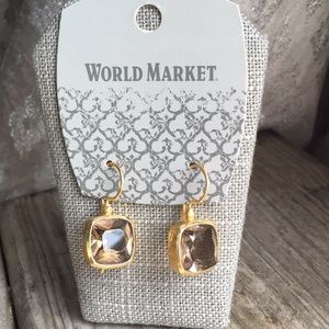 Brushed gold and smokey topaz earrings NWT